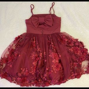 Trixxi mini floral dress in plum.